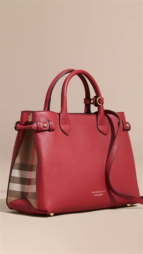 burberry medium banner russet red|Burberry Medium Banner Leather and House Check Tote.